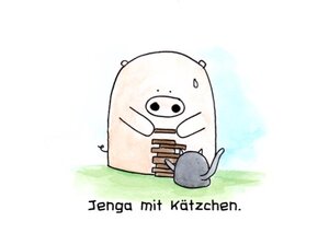 Jenga mit Kätzchen