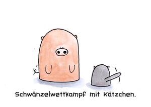 Schwanzwettkampf mit Kätzchen