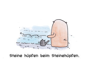 Steine hüpfen beim Steinehüpfen